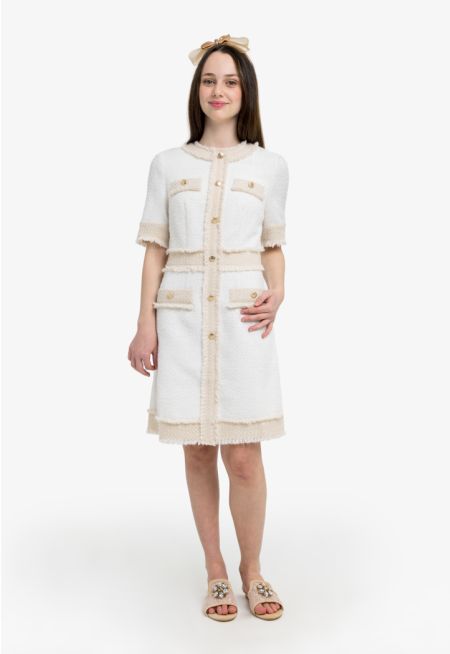 Tweed Lurex Buttoned Dress