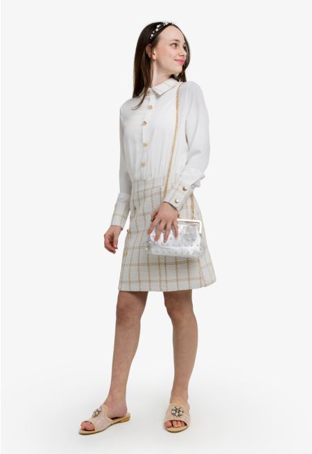 Elegant Tweed Shirt Dress
