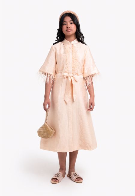 Faux Feather Embellished Dress