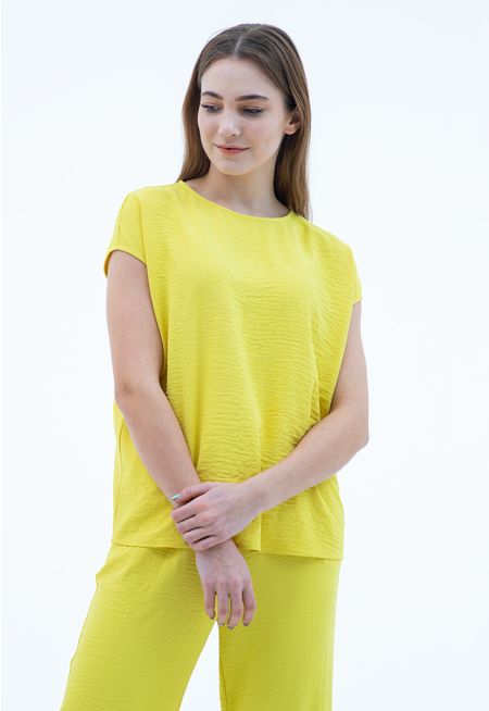 Solid Sleeveless Polyester T-Shirt -Sale