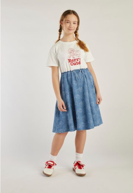 Strawberry Shortcake Printed T Shirt Dress