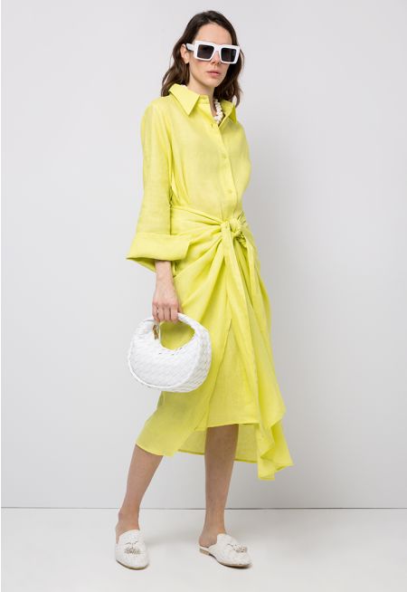 Solid Long Sleeves Dress With Detachable Skirt
