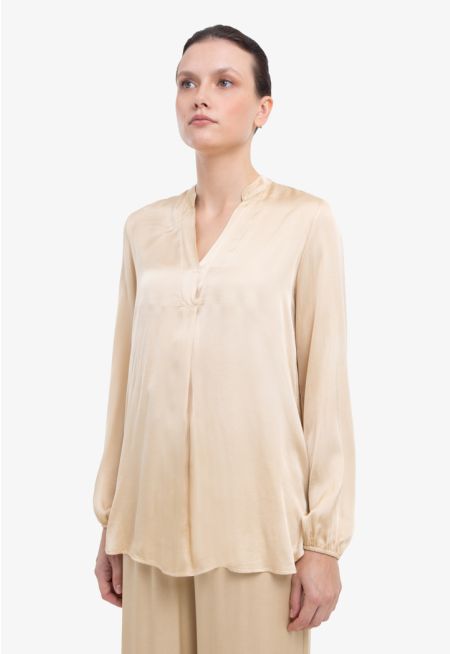 V-Neck Solid Loose Blouse