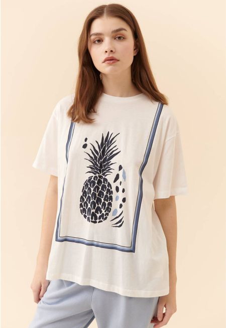 Roman Printed Pineapplet-Shirt White