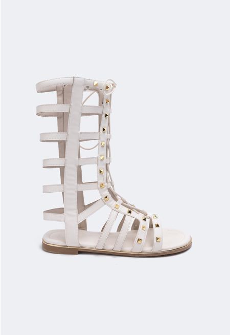 Studded Lace Up Gladiator Sandals