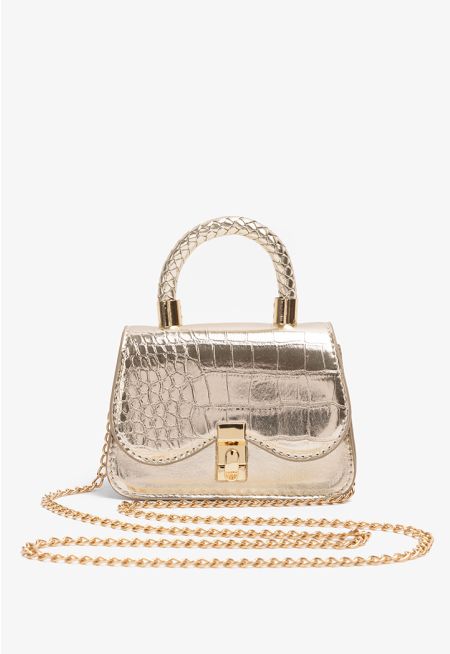 Metallic Flap Crossbody Bag