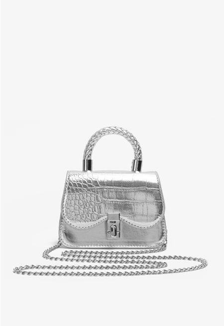 Metallic Flap Crossbody Bag