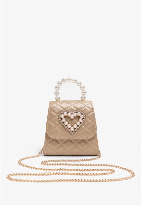 Embellished Heart Crossbody Bag