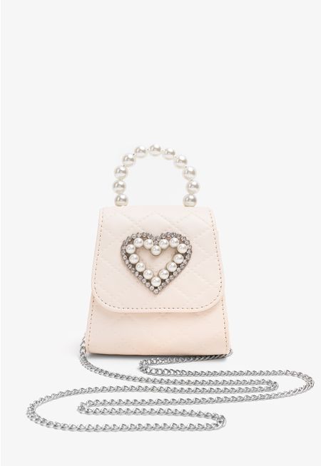 Embellished Heart Crossbody Bag