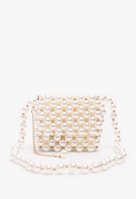 Chunky Faux Pearls Crossbody Bag