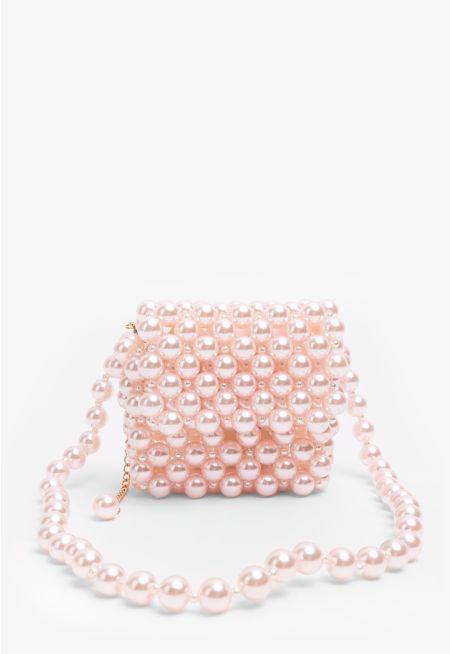 Chunky Faux Pearls Crossbody Bag