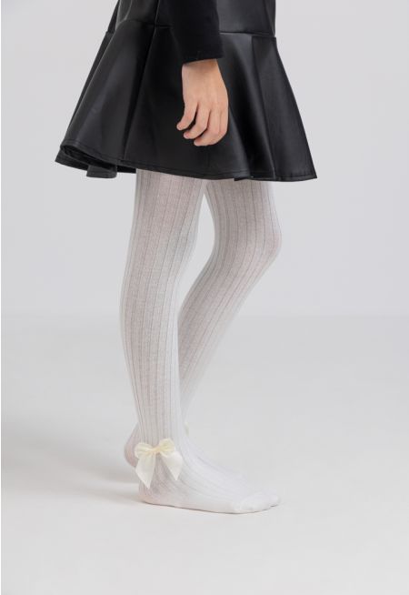 Solid Bow Embellished Tights