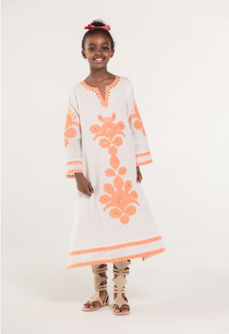 Two-Toned Embroidered Mirror Dress