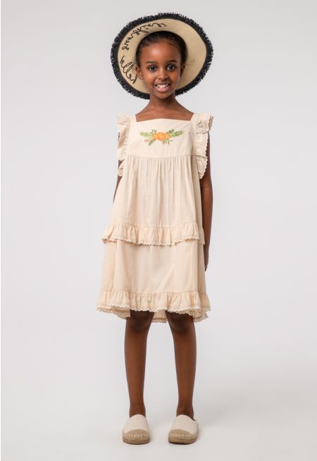 Lace And Frill Tiered Dress -Sale