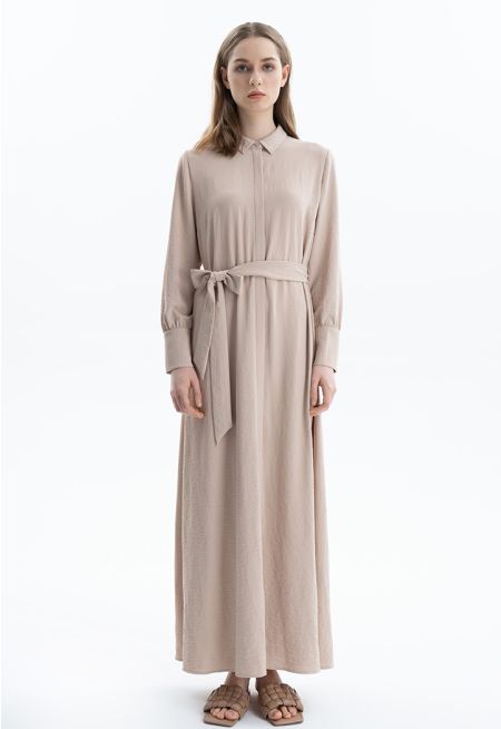 Long Wrinkled Shirt Dress -Sale