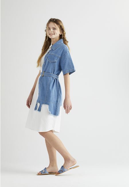 Denim Detailed Shirt Dress