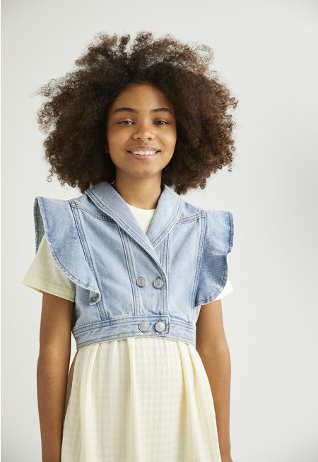 Ruffled Denim Vest