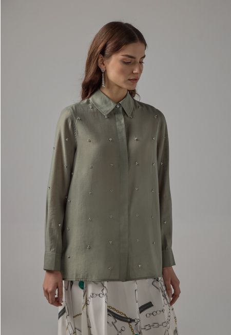 Crystal Embellished Basic Shirt