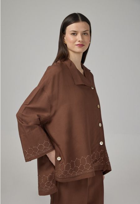 High-Low Long Sleeve Solid Shirt