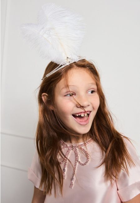 Faux Feather Crystal Crown