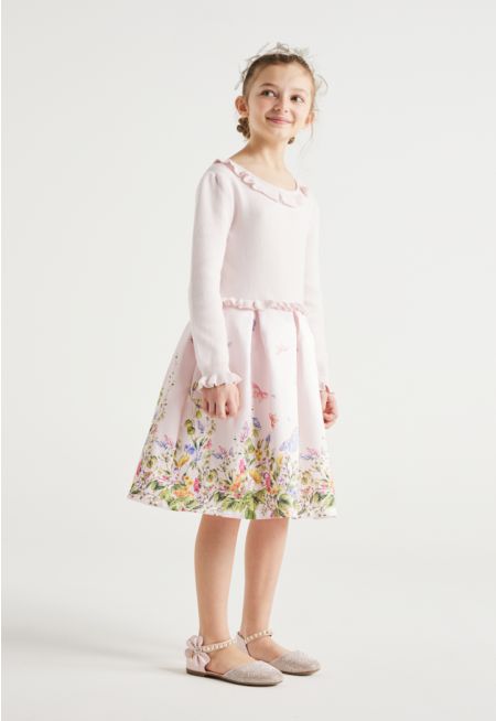 Floral Skirt Knitted Dress