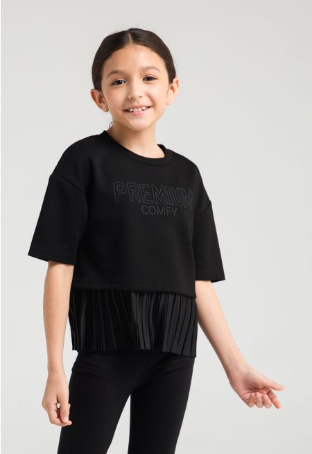 Pleated Hem T Shirt