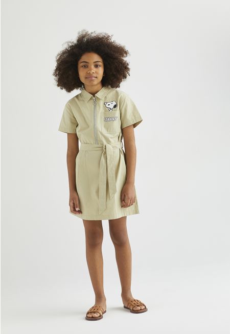 Peanuts Belted Shirt Dress