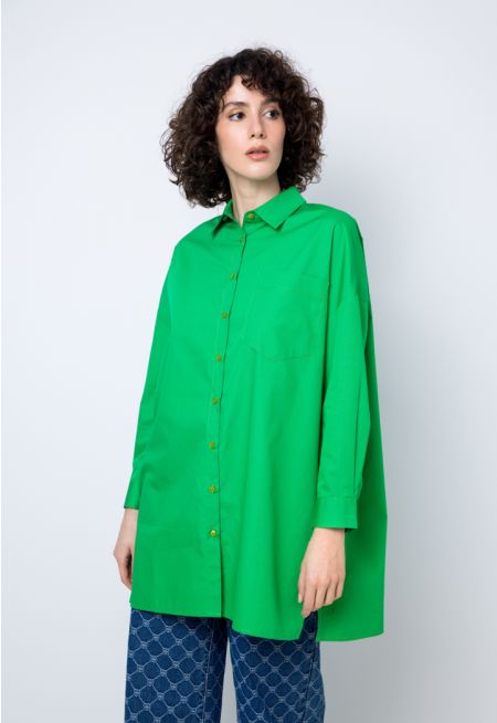 Oversized Drop Shoulder Solid Shirt