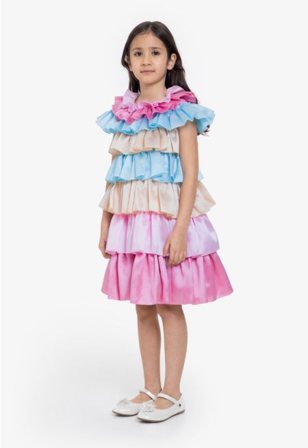 Vibrant Ruffled Tiered Dress