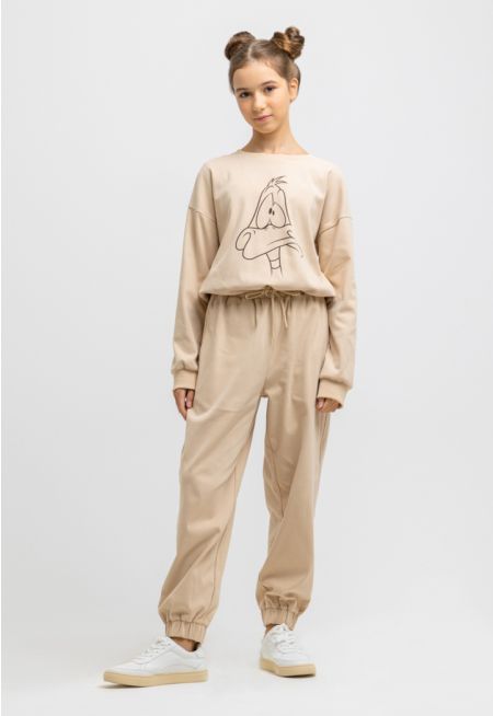 Relaxed Fit High Rise Drawstrings Waist Pants -Sale