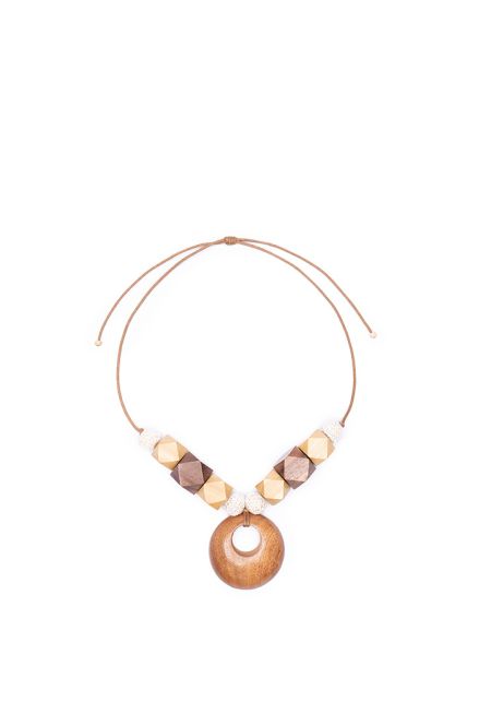 Multi Irregular Wooden Nuggets Necklace -Sale