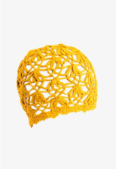 Warm Knitted Floral Crochet Hat