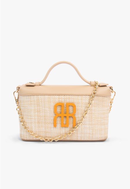 Woven Faux Straw Crossbody Bag