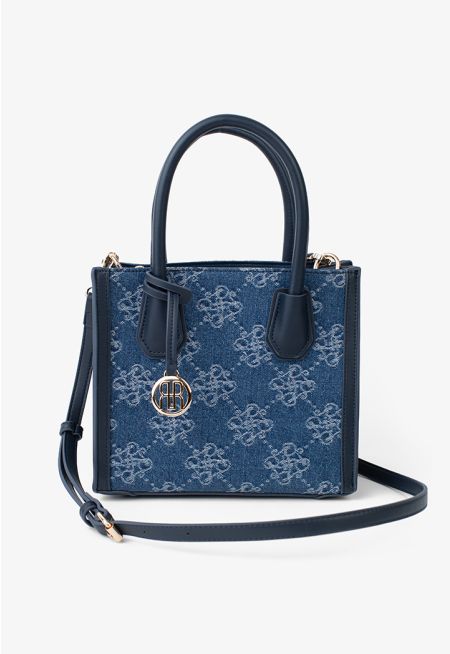 Printed Anagram Denim Handbag