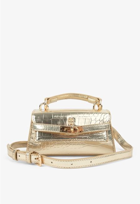 Faux Crocodile Leather Mini Handbag