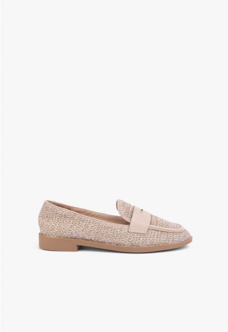 Woven Faux Straw Loafers