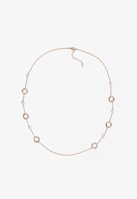 Faux Pearl and Charms Embellished Necklace