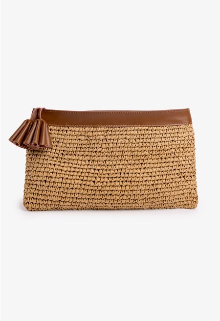 Rustic Twisted Faux Straw Pouch