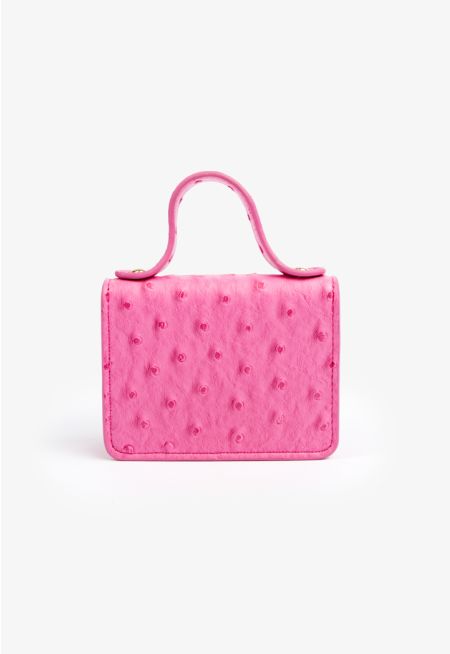 Ostrich Textured Micro Crossbody Bag