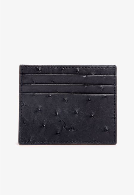 Textured Ostrich Print Card Holder