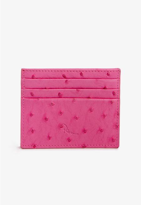 Textured Ostrich Print Card Holder