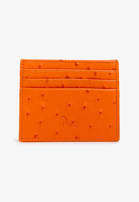 Textured Ostrich Print Card Holder