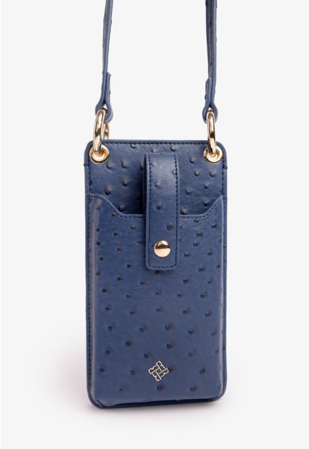 Chic Ostrich Print Crossbody Phone Bag