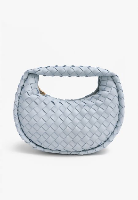 Solid PU Leather Woven Bag