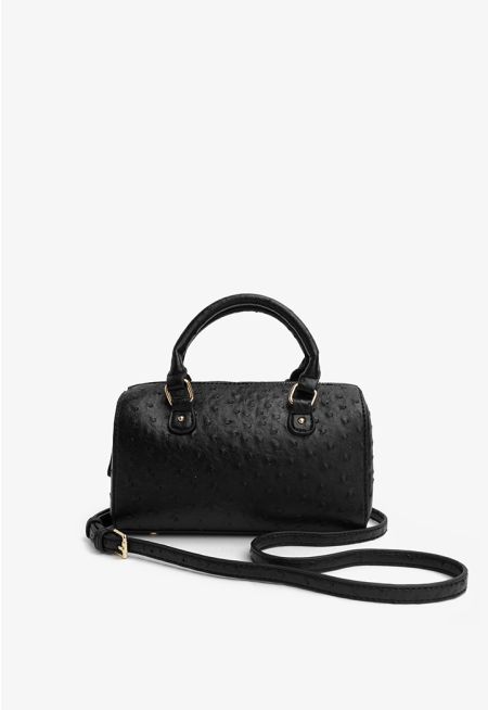 Solid Textured Ostrich Handbag