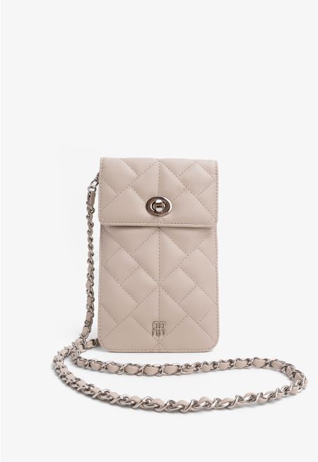 Embellished Quilted Flap Crossbody Bag