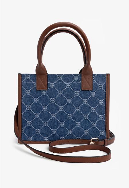 Printed Denim Handbag