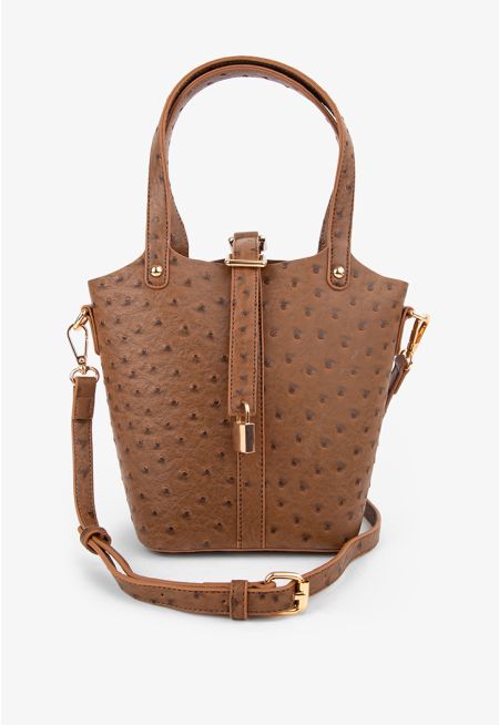 Textured Ostrich Handbag