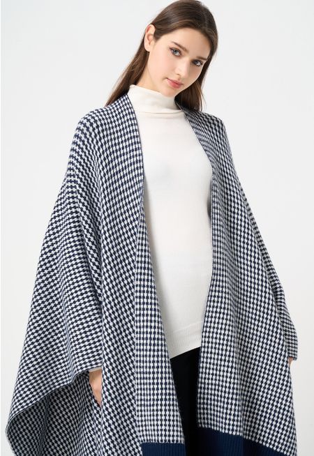 Two Toned Patterned Poncho