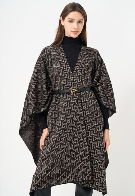 Lurex Patterned Winter Poncho